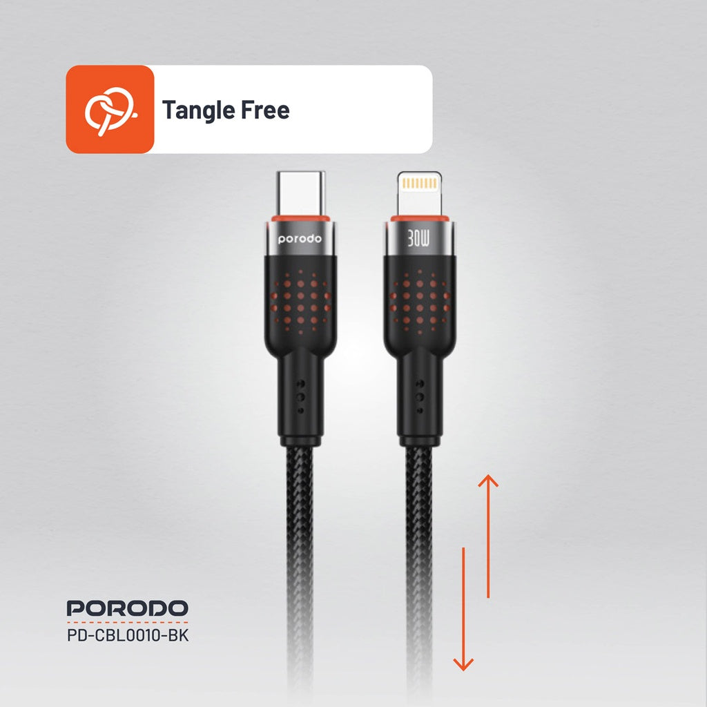 Porodo USB-C to Lightning Aluminum Braided Cable