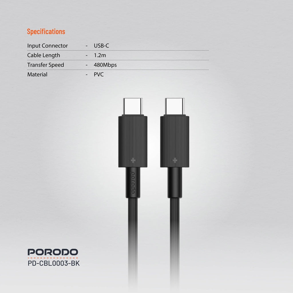 Porodo USB-C to USB-C Durable Charging Cable