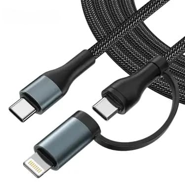 Pavareal Q22 2 In 1 Dual Type-C + Lightning Interchange Charging Cable 1.2M