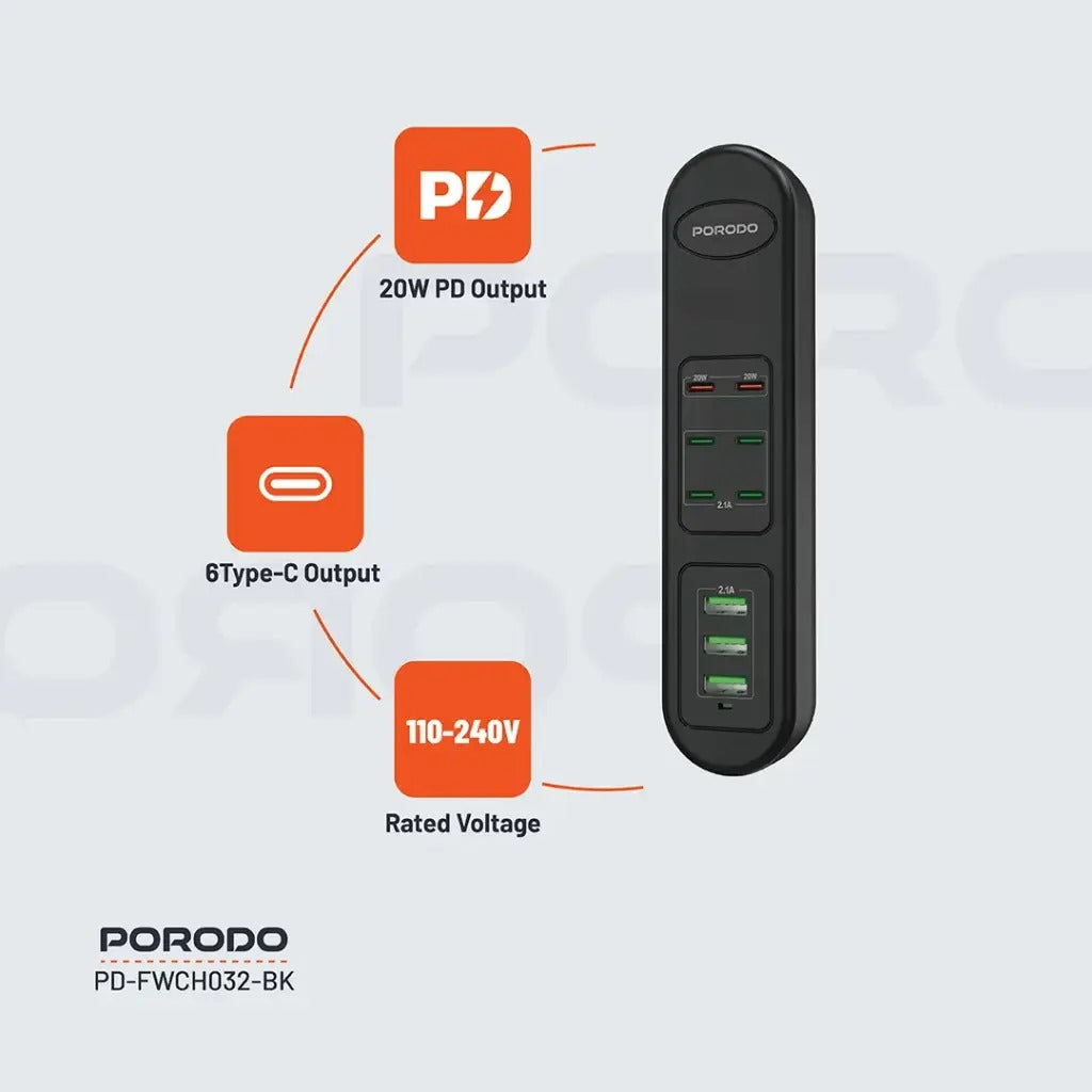 Porodo 50W Multi-Port USB Charging HUB FWCH032