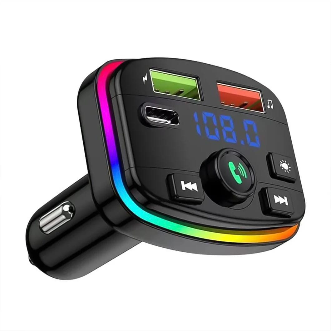 Wireless FM Transmitter and Car Charger With RGB Light (ALS-A912)