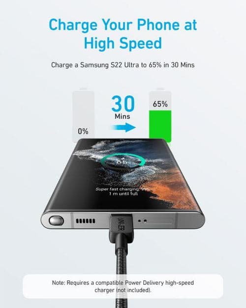 Anker 322 USB-C to USB-C Cable 60W Braided 1.8m/6ft