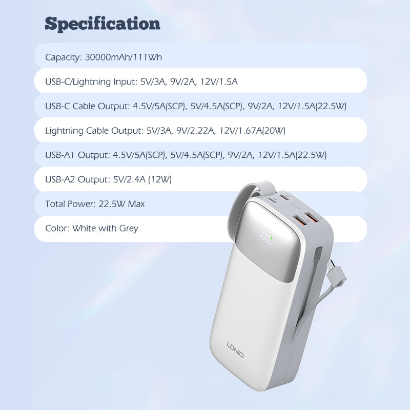 Ldnio 30000mAh Power Bank PQ30