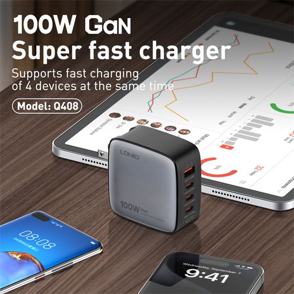 Ldnio 100W GaN Supper Fast Charger Q408