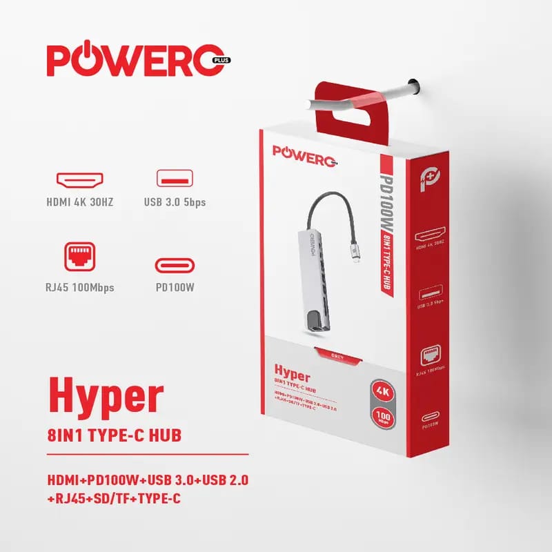 Powero+ Hyper 8IN1 Type-C Hub