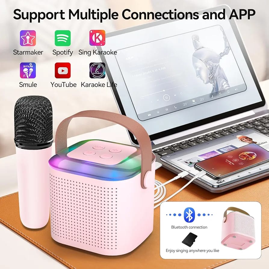 Karoake Bluetooth Speaker with 2 Wireless Microphones Y1