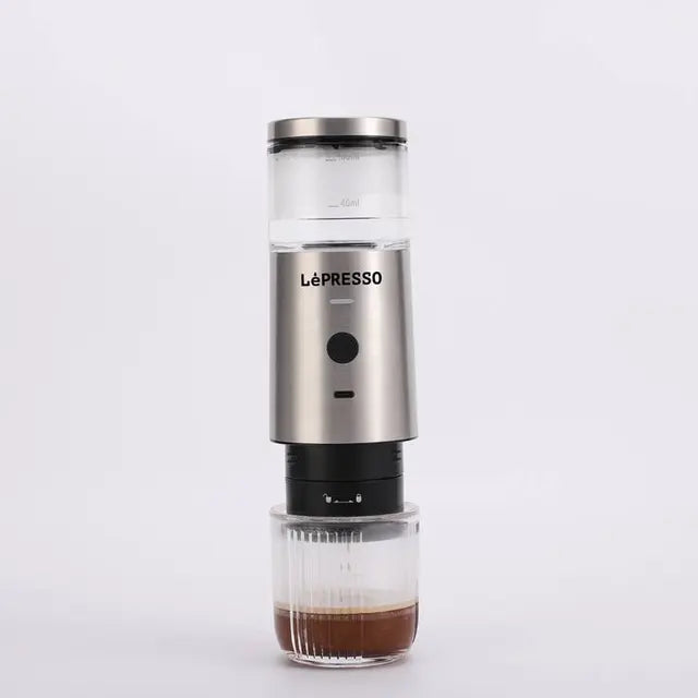 LePresso Stainless Steel Portable Espresso Maker Powder and Nespresso Pods with 9 Bar Pressure, 100ml Water Tank Capacity