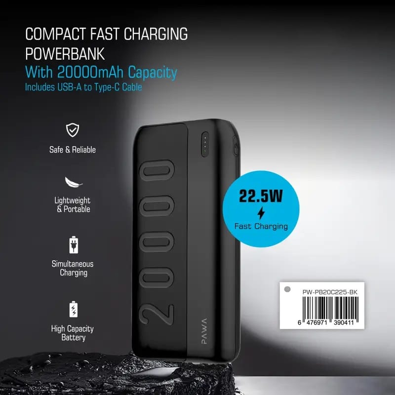 Pawa Compact Fast Charging 20000mAh Powerbank