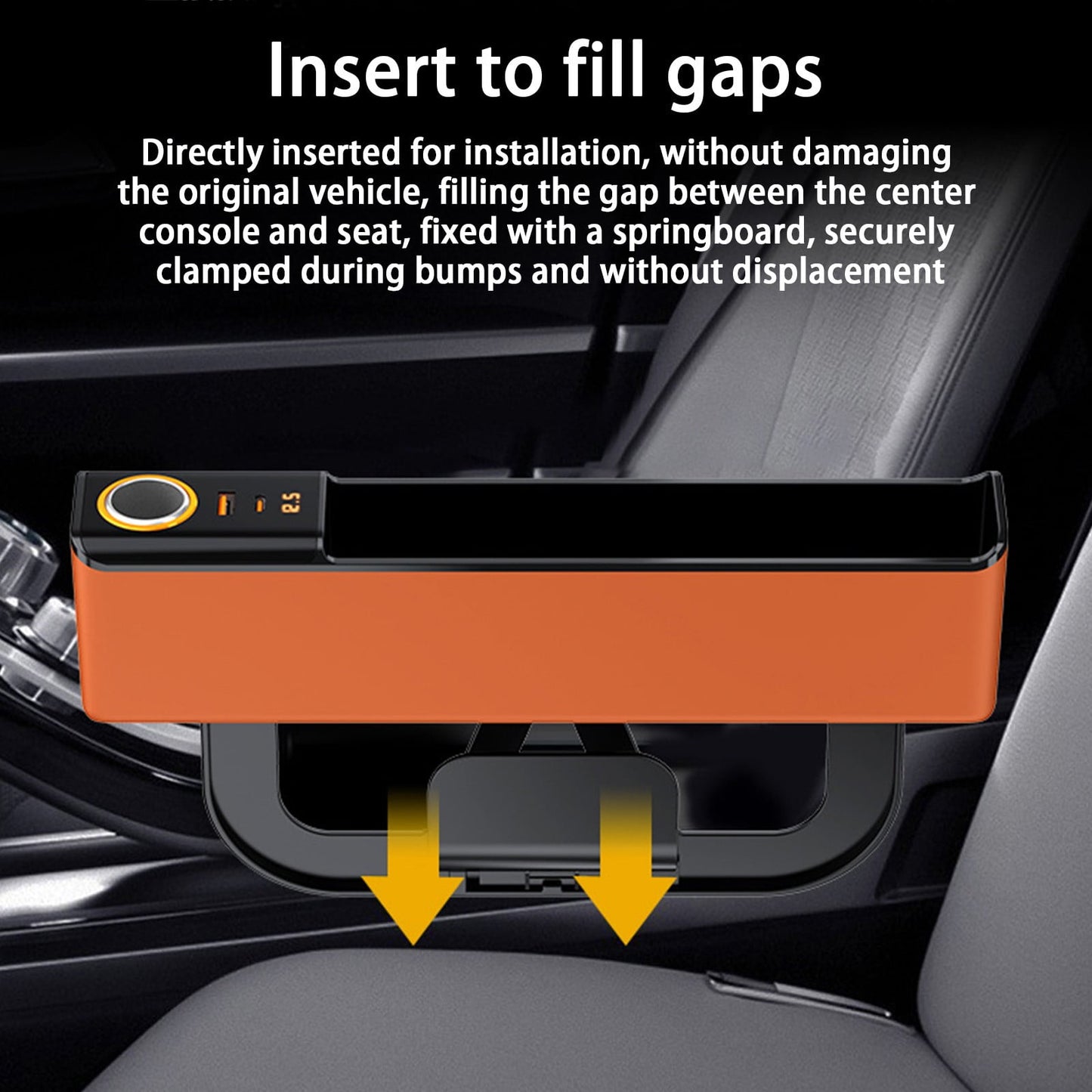 Car Seat Gap Filler with Charging Port (Support QC & PD) and Cigarettte lighter