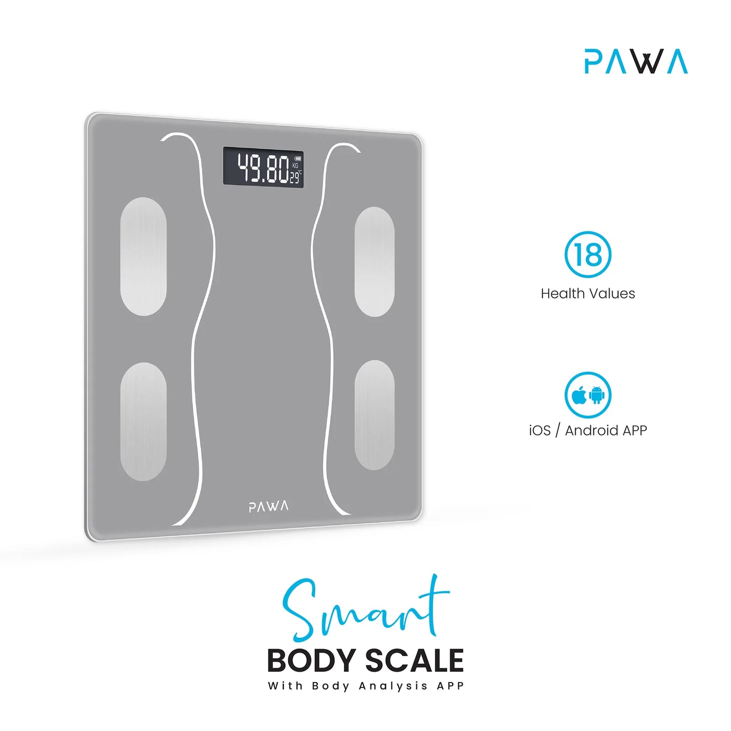 Pawa Smart Body Scale with Body Analysis App - Grey