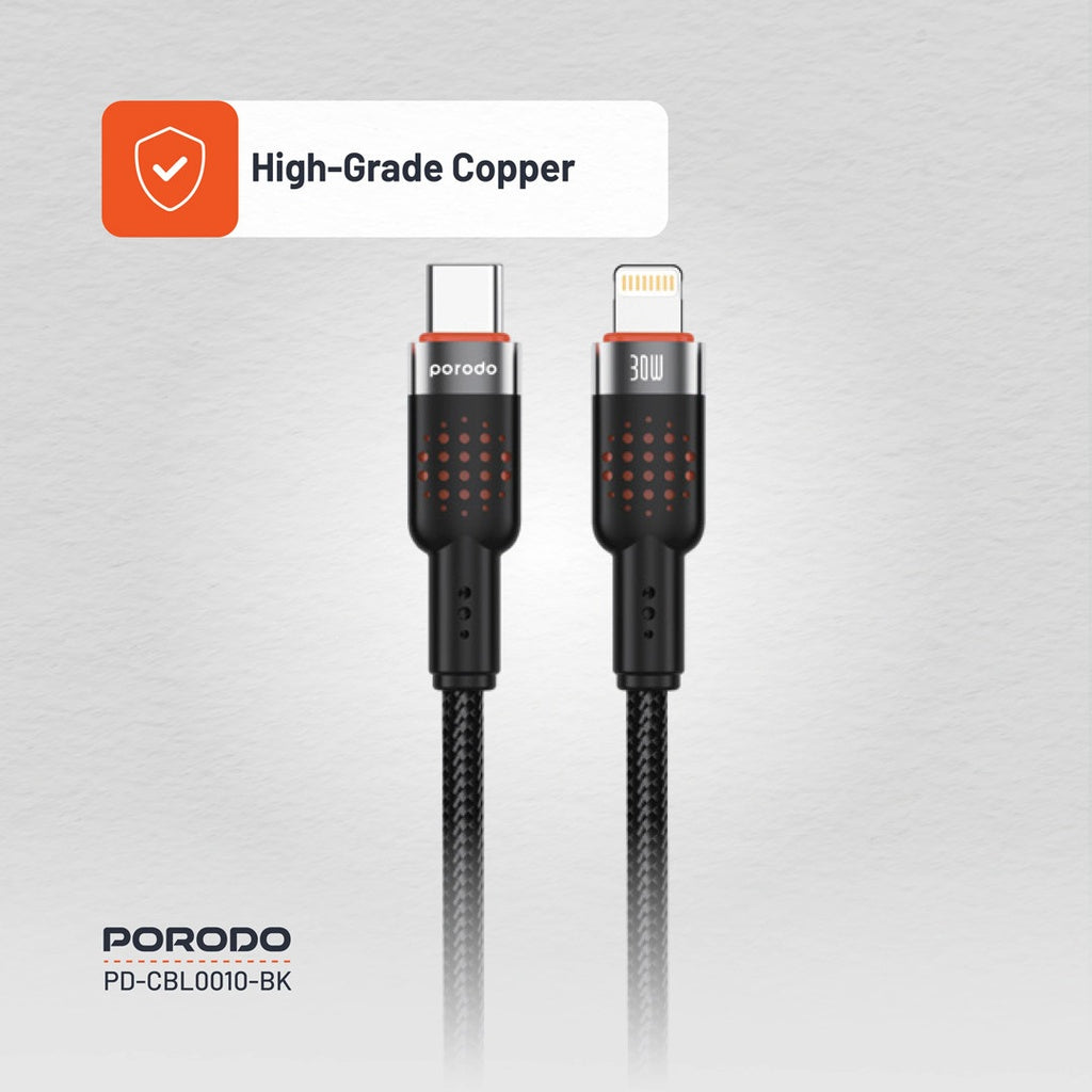 Porodo USB-C to Lightning Aluminum Braided Cable