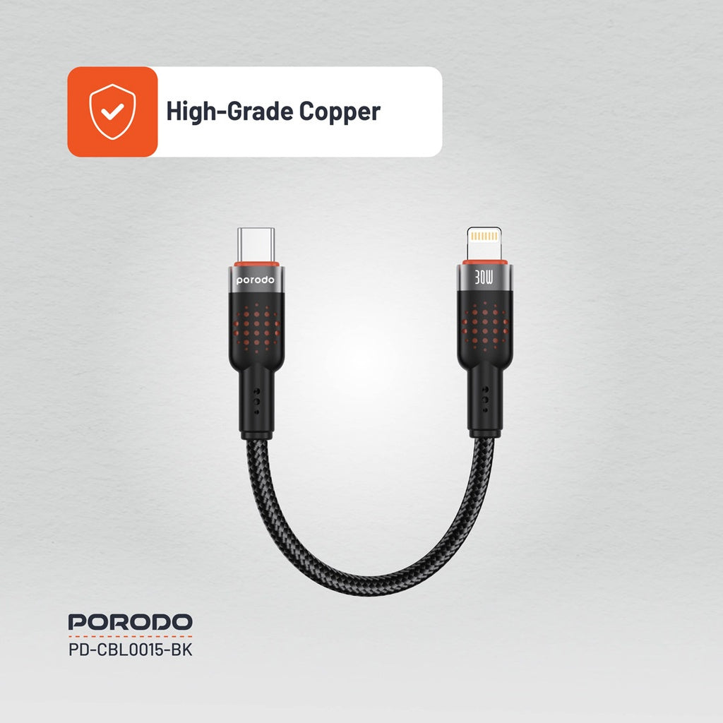 Porodo Braided Powerbank Cable USB-C to Lightning