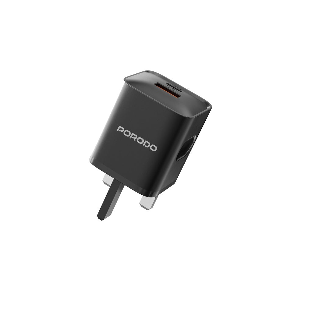 Porodo Dual port  Charger with Type-C to Lightning Cable