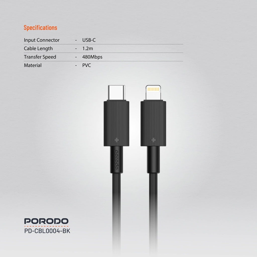 Porodo USB-C to Lightning Durable Charging Cable