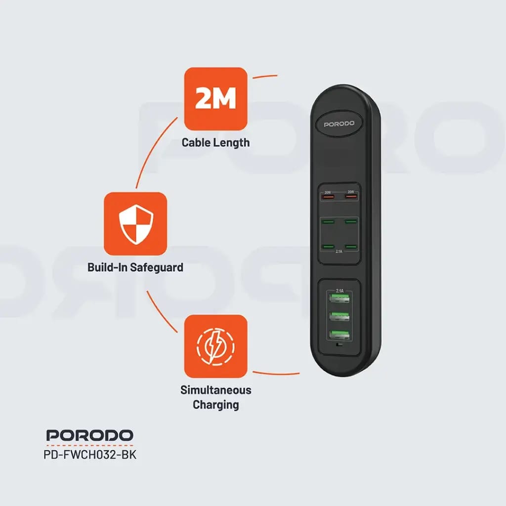 Porodo 50W Multi-Port USB Charging HUB FWCH032