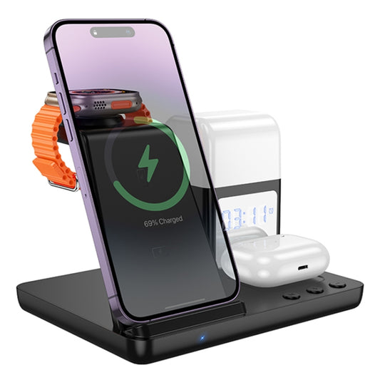 Hoco CQ9 Crown 3 in 1 Wireless Fast Charger with Clock & Night Light