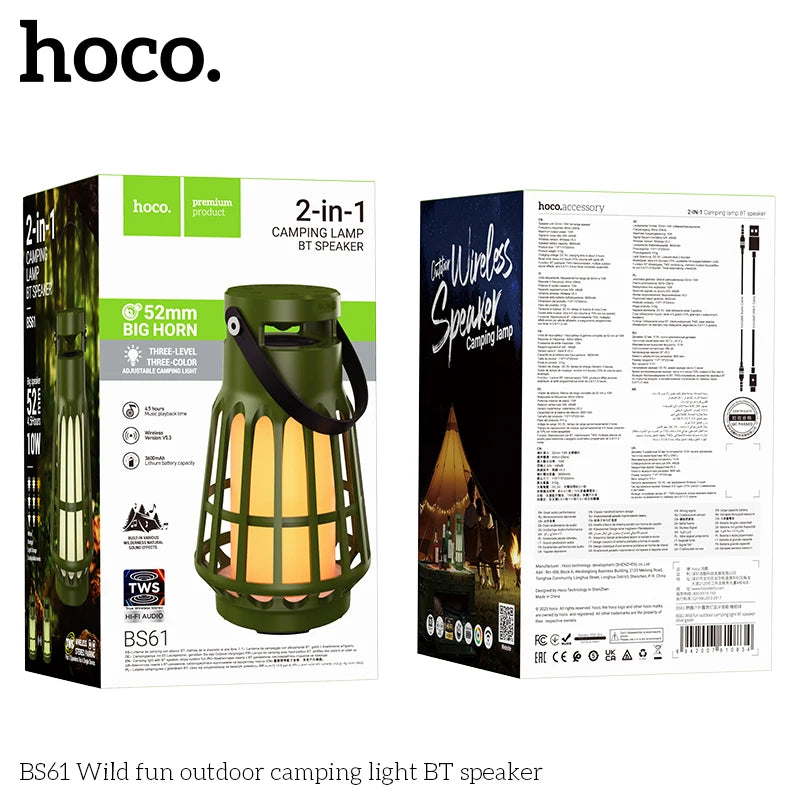 HOCO BS61 Camping Lights With Bluetooth Speaker