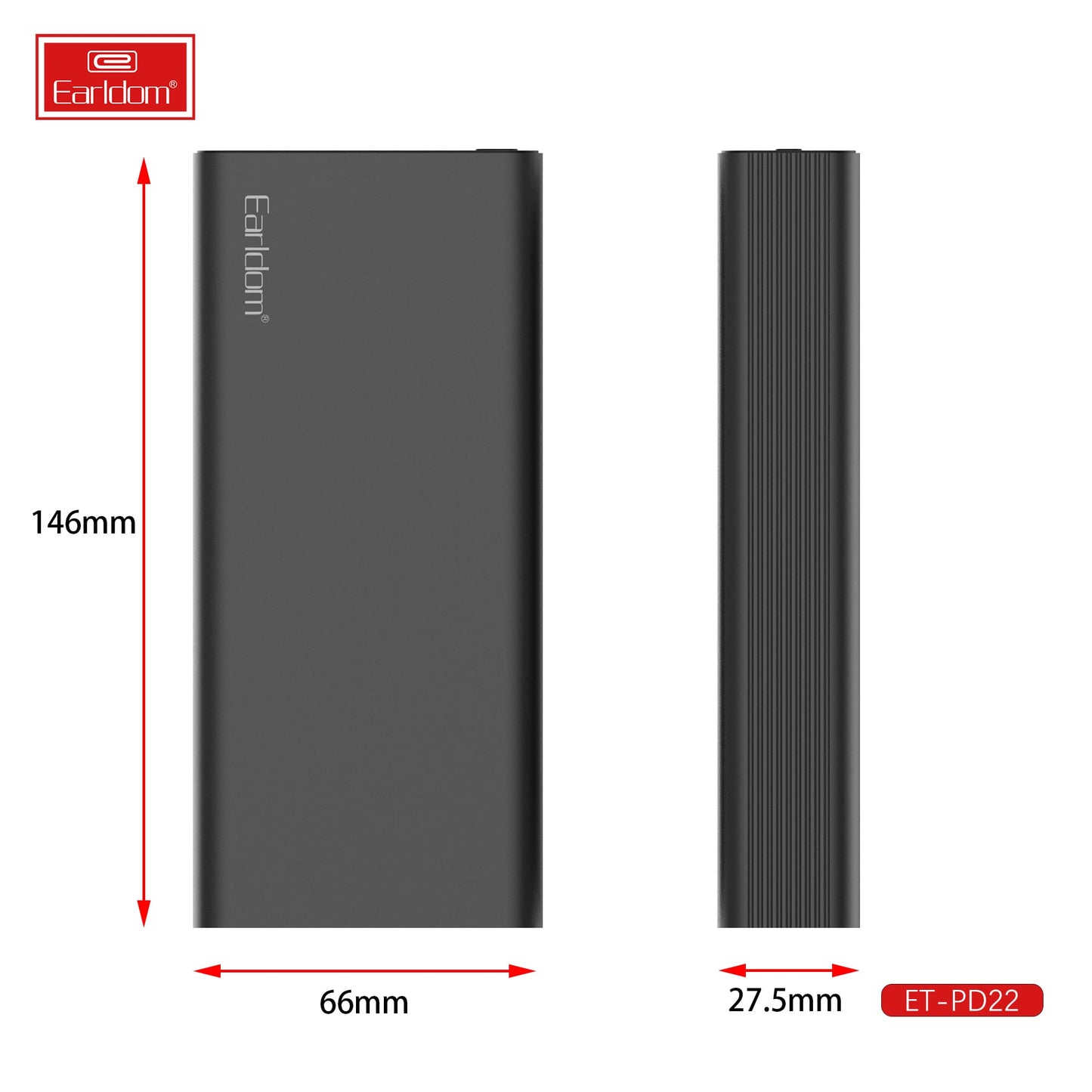 EARLDOM PD22 20000MAH 20W POWER BANK - BLACK