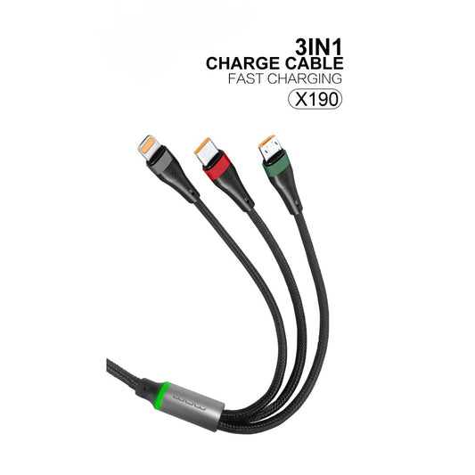 Wuw 3-in-1 Data Cable 1.2M 100W X190