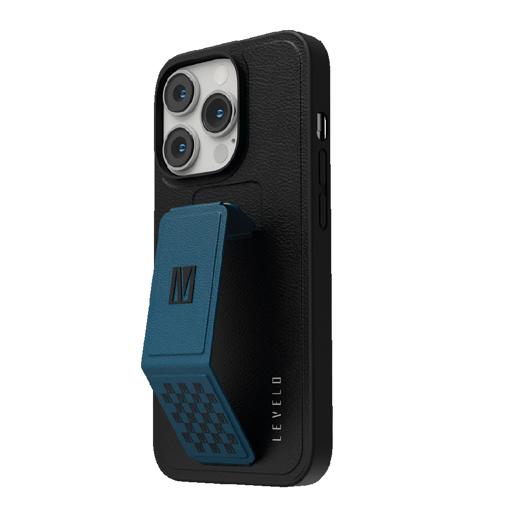 Levelo Morphix Gripstand PU Leather Case  IPhone 14 Pro Max - Pacific Blue