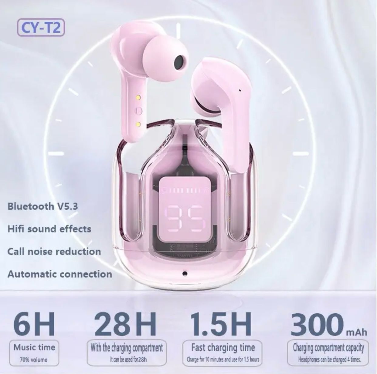 Bluetooth Headset CY-T2 Transparent Airpods