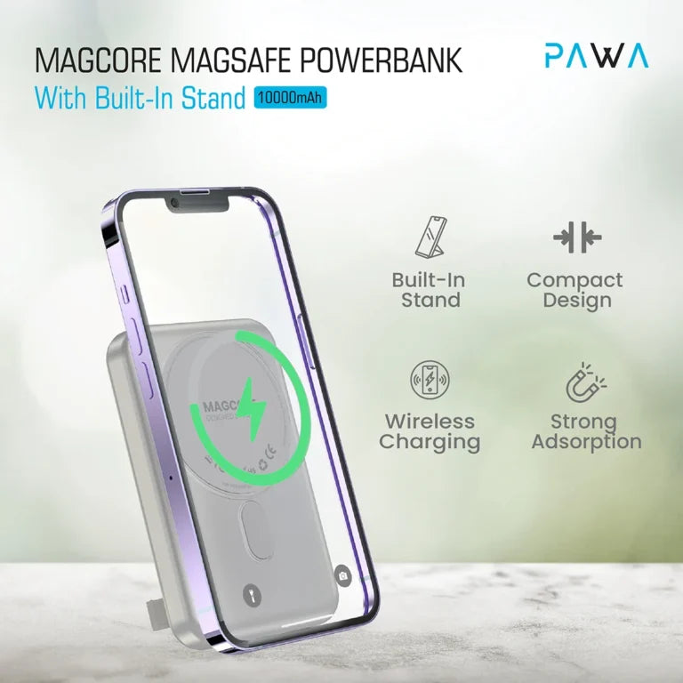 Pawa MagCore Magsafe Powerbank With Built-In Stand 10000mAh – Titanium