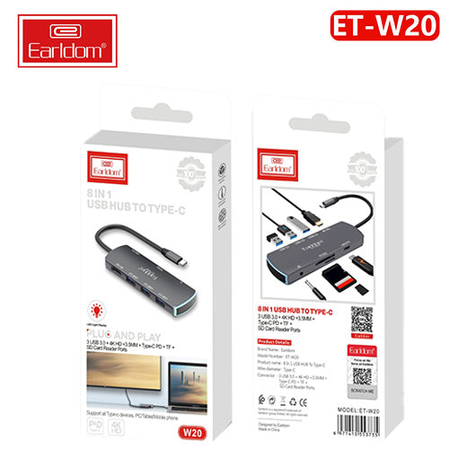 Earldom 8 in 1 USB C Multi-Function Adapter W20