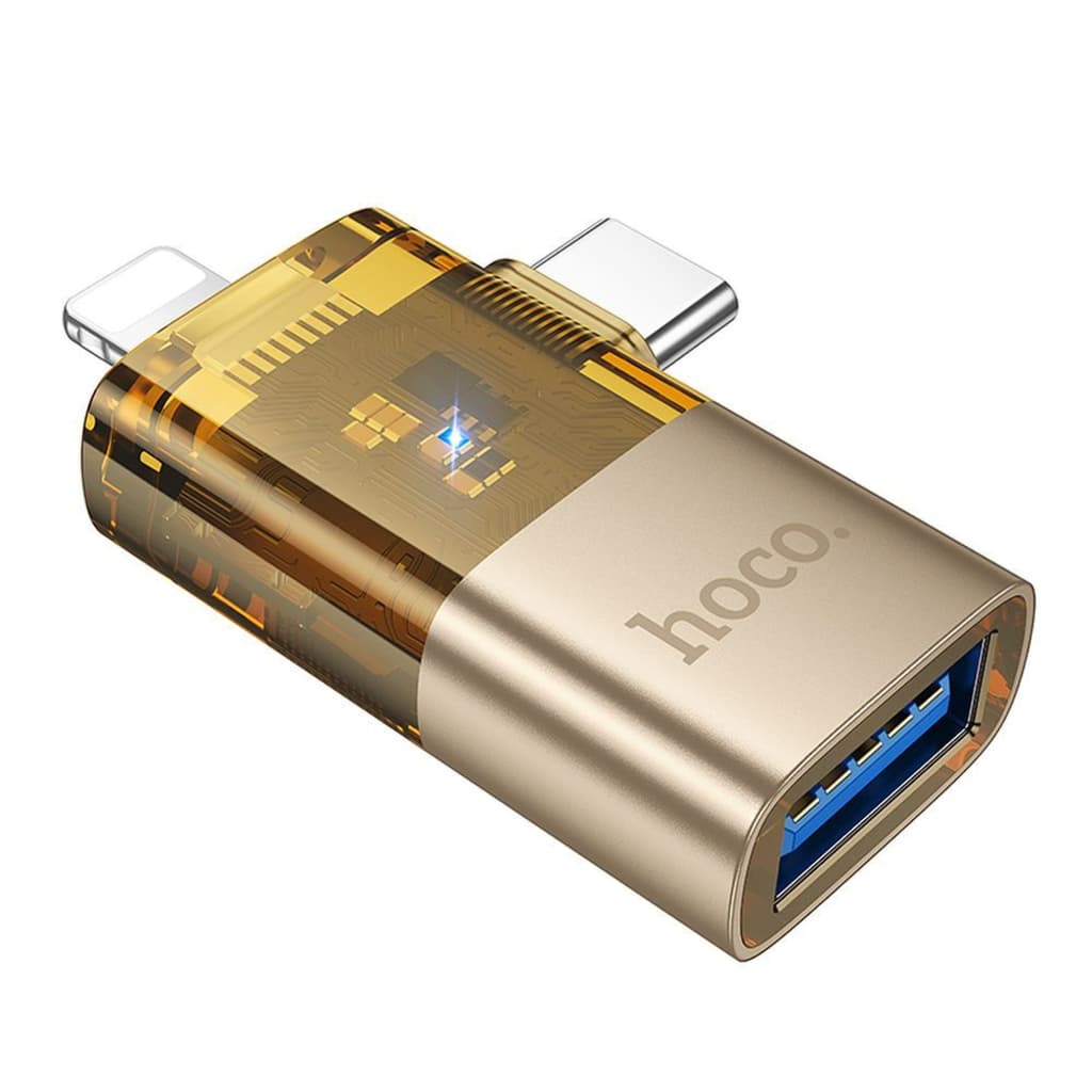 Hoco Mini Size 2 In 1 OTG Transperant Adapter UA36E