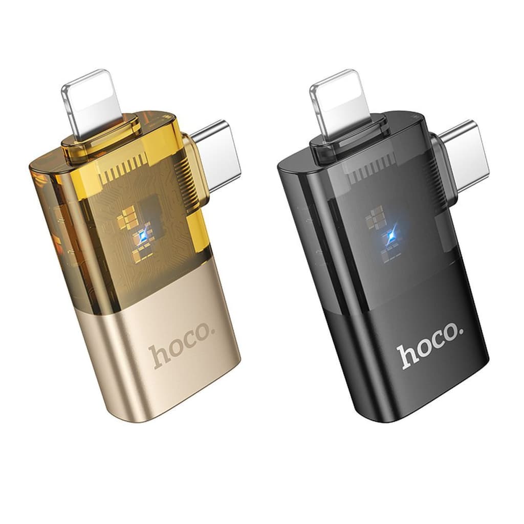 Hoco Mini Size 2 In 1 OTG Transperant Adapter UA36E