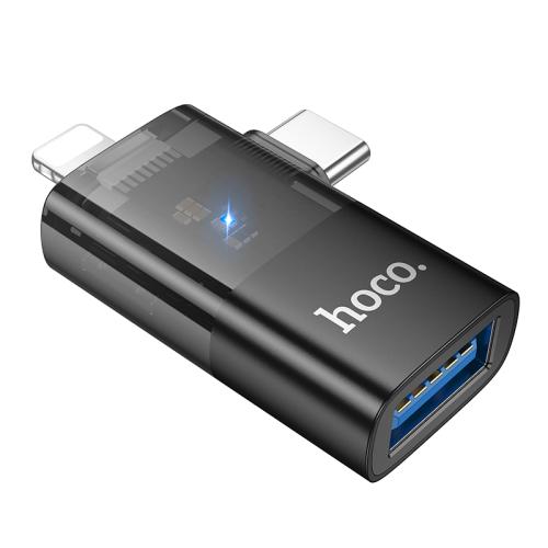 Hoco Mini Size 2 In 1 OTG Transperant Adapter UA36E