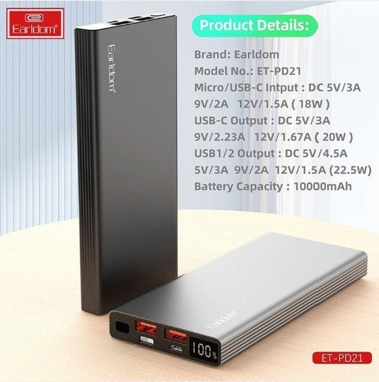 Earldom 20W Power Bank 10000mAh  PD21