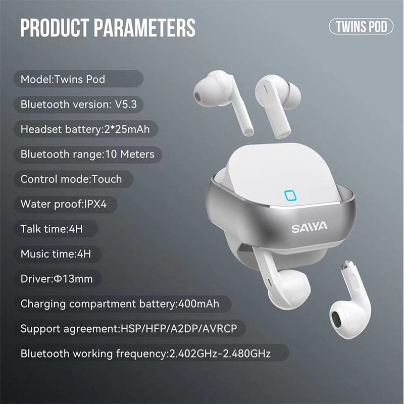 Saiya 4-IN-1 TWINS POD WIRELESS EARPHONES