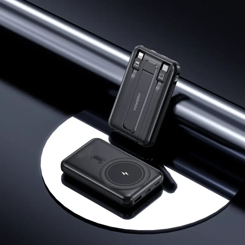 PowerO+ Mag Grip Magsafe Powerbank With Built-in USB-C & Lightning Cable