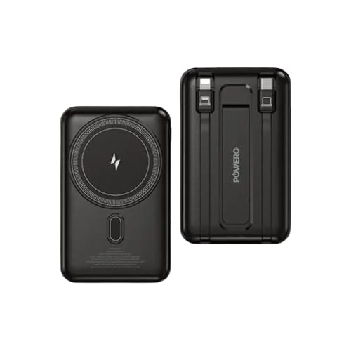 PowerO+ Mag Grip Magsafe Powerbank With Built-in USB-C & Lightning Cable