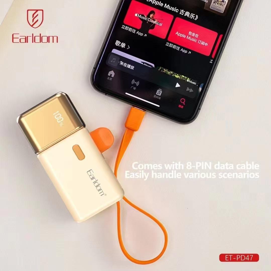Earldom 22.5W 2-in-1 Gold Mini Power Bank with 5000mAh PD47