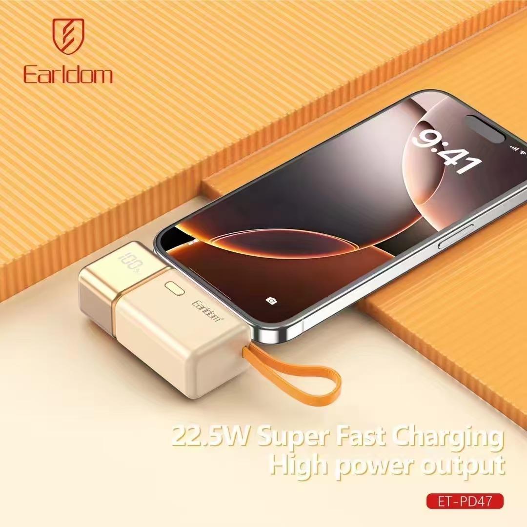 Earldom 22.5W 2-in-1 Gold Mini Power Bank with 5000mAh PD47