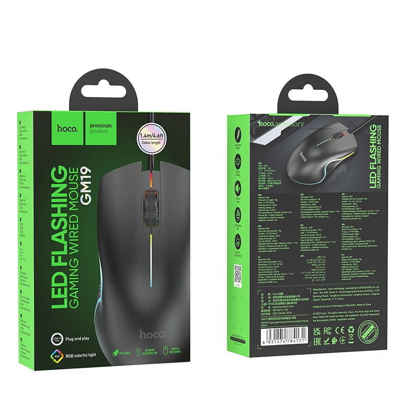Hoco GM19 Enjoy Gaming Luminous LED Wired Mouse