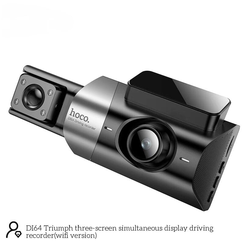 Hoco DI64 Triumph 3-Screen Wifi Dash Cam - Simultaneous Display Recorder