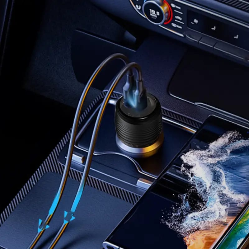 Pawa Solid Car Charger Dual Port PD+QC