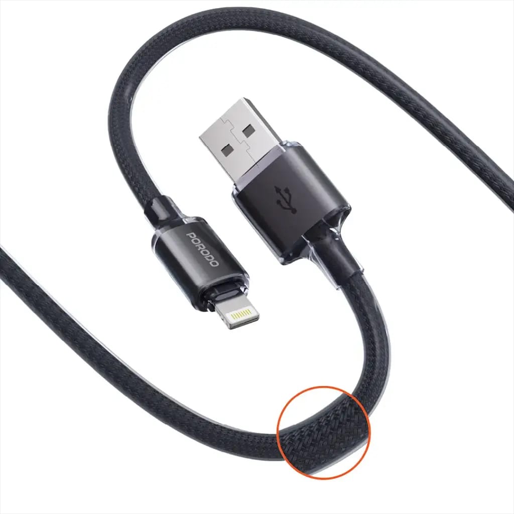 Porodo USB-A to Lightning Braided Cable