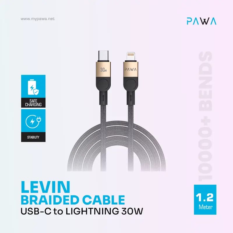 Pawa Levin Braided Cable USB-C to Lightning 30W