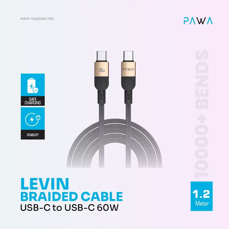 Pawa Levin Braided Cable USB-C to USB-C 60W