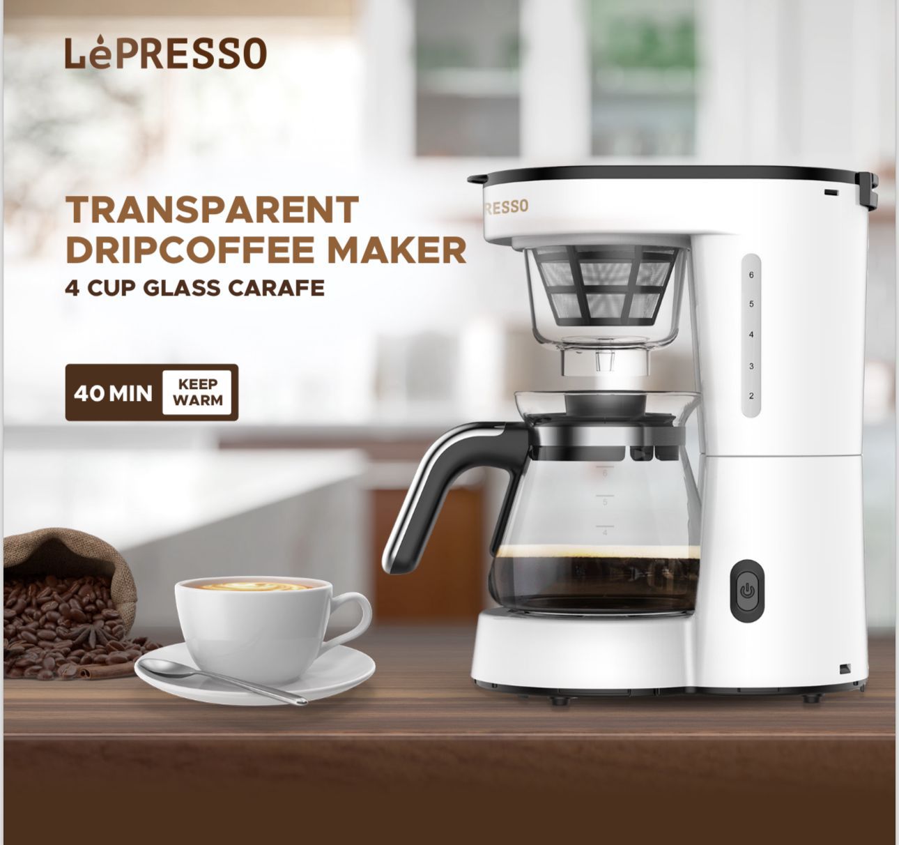 LePresso Drip Coffee Machine BS plug 0.75L - White