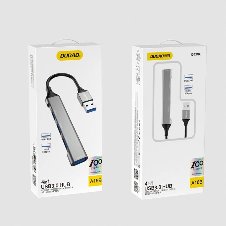 DUDAO USB HUB 4in1 4-Port USB-A – 4x USB-A (3x USB2.0 + 1x USB3.0)A16B