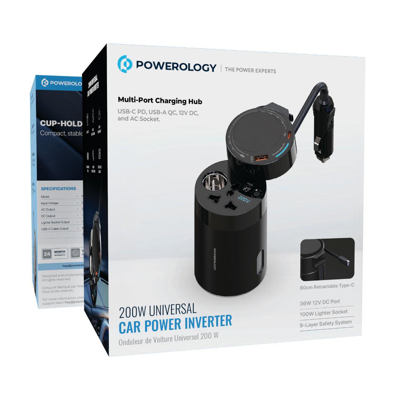 Powerology 200W Universal Car Power Inverter