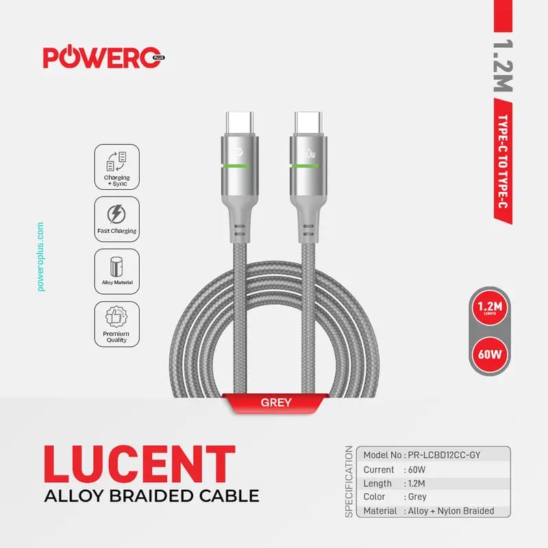 PowerO+ Lucent Alloy Braided Cable Type C to Type C