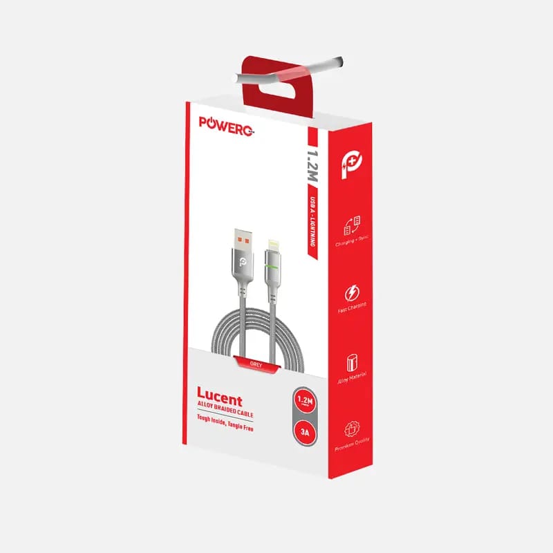 PowerO+ Lucent Alloy Braided Cable USB A to Lightning