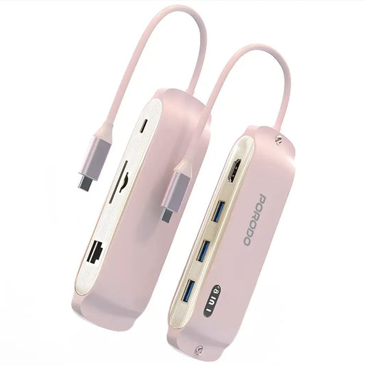 Porodo Malone Multi-Port USB-C Hub - Pink