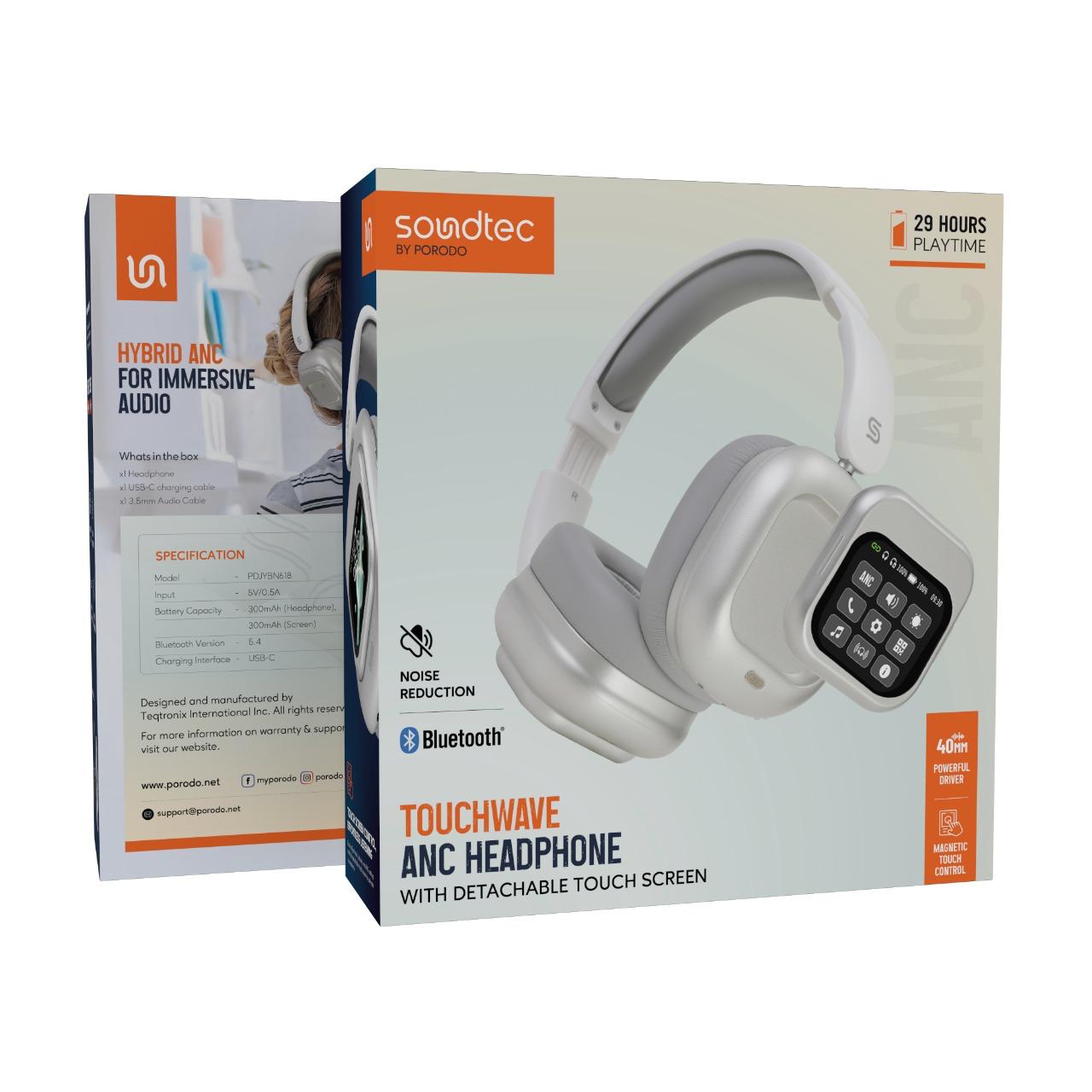 Porodo Soundtec Touchwave ANC Headphone with Detachable Touch Screen