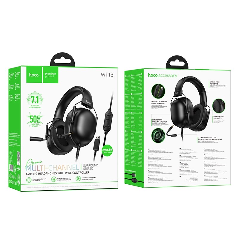Hoco W113 Dynamic USB7.1 Channel gaming Headphones